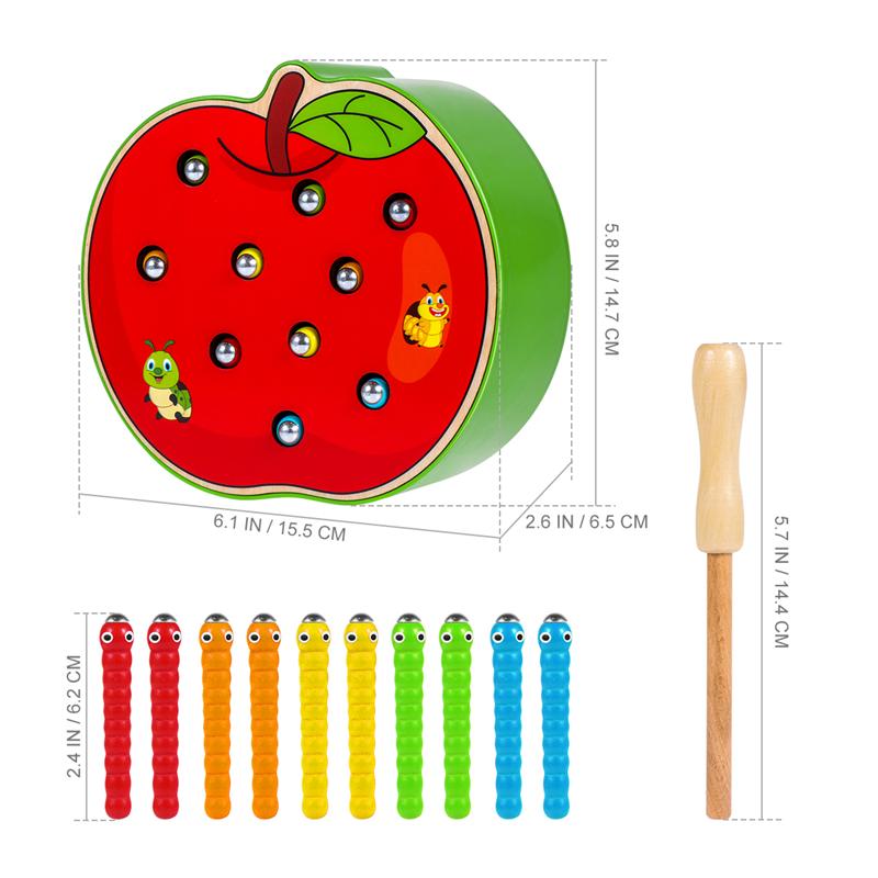 STOBOK 1 Set Apple Shaped Funny Wooden Magnetic Toy for Toddlers