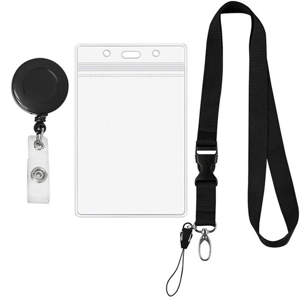 Porte-Danemark ge Rétractable avec Sangle de Cou pour Carte de Visite, Porte-Carte d'Identité, Ensemble de Danemark ges: Rose Red