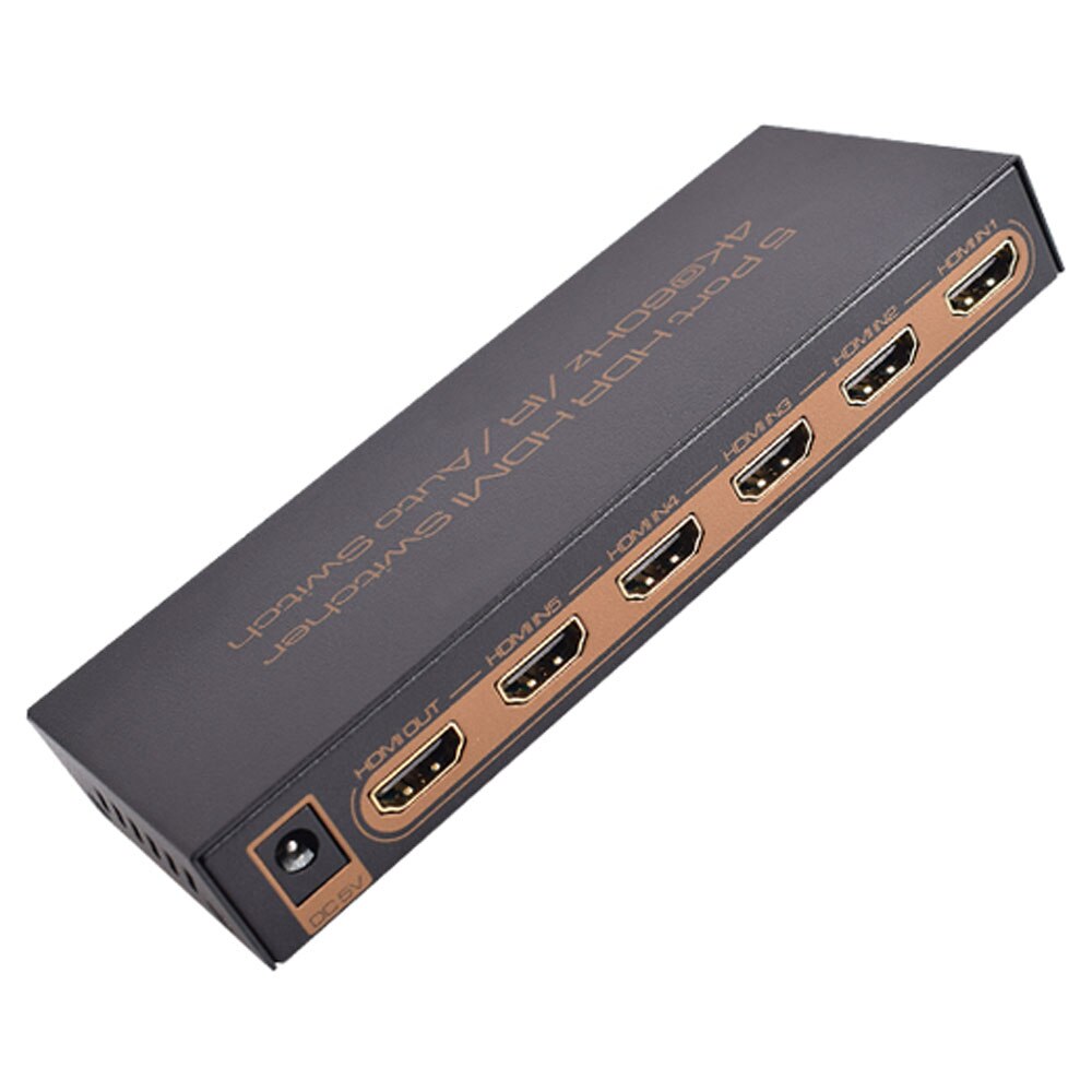 5 Port Smart CEC HDMI Timing Switch 4K 60Hz 18 Gbps 5X1 HDR HDMI Adapter Switcher with IR Romote for HDTV PS4 EU Plug