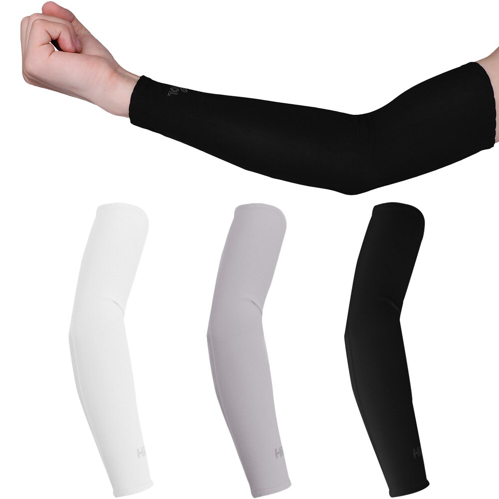 Adecuado para todas las cuatro estaciones de calentadores de brazo circulante UV Running Arm Sleeve baloncesto codo Fitness Arm Guard: Black