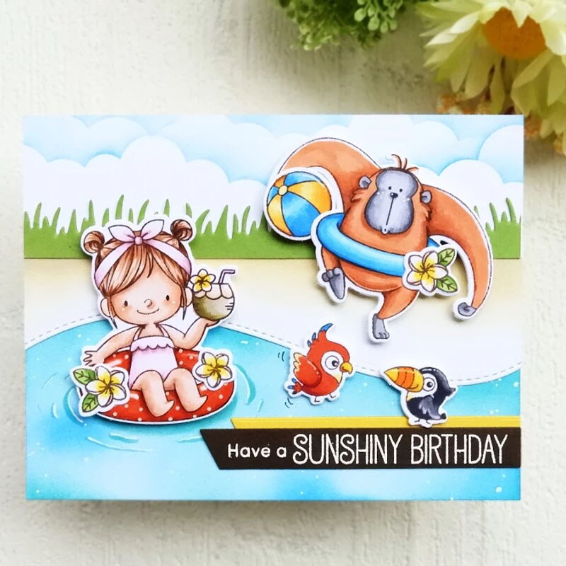 Hello Awesome Phrases Sea Animals Monkey Bears Transparent Clear Stamps for DIY Scrapbooking Paper Cards Crafts