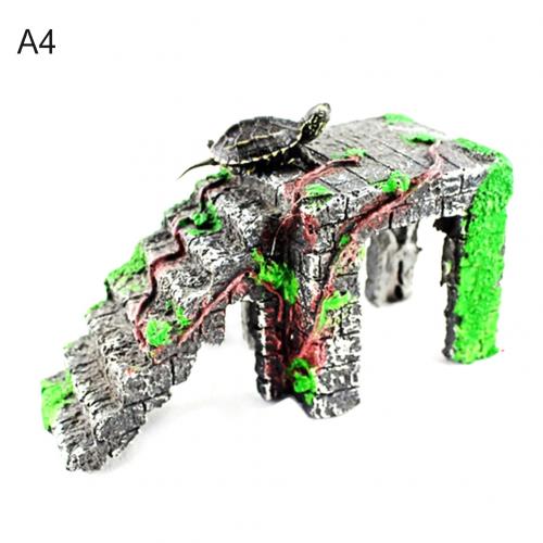 Aquarium Fish Tank Simulation Pet Turtle Terrace Resin Turtle Step Climbing Terrace Island Reptile Hide Point Aquarium Landscape: A4