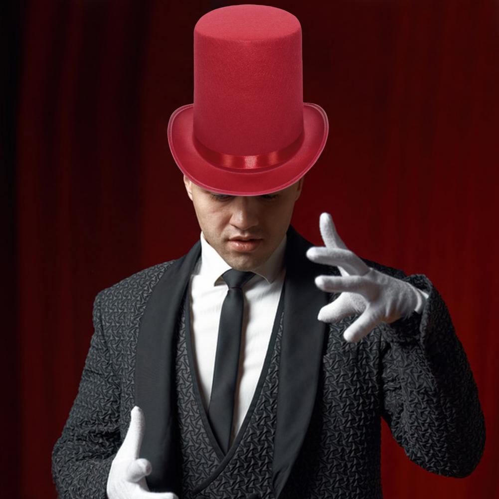 High Top Hat Magician High Hat British Black Jazz Topper Hat Court Gentleman Flat Felt Hats For Performances Role Play Christmas