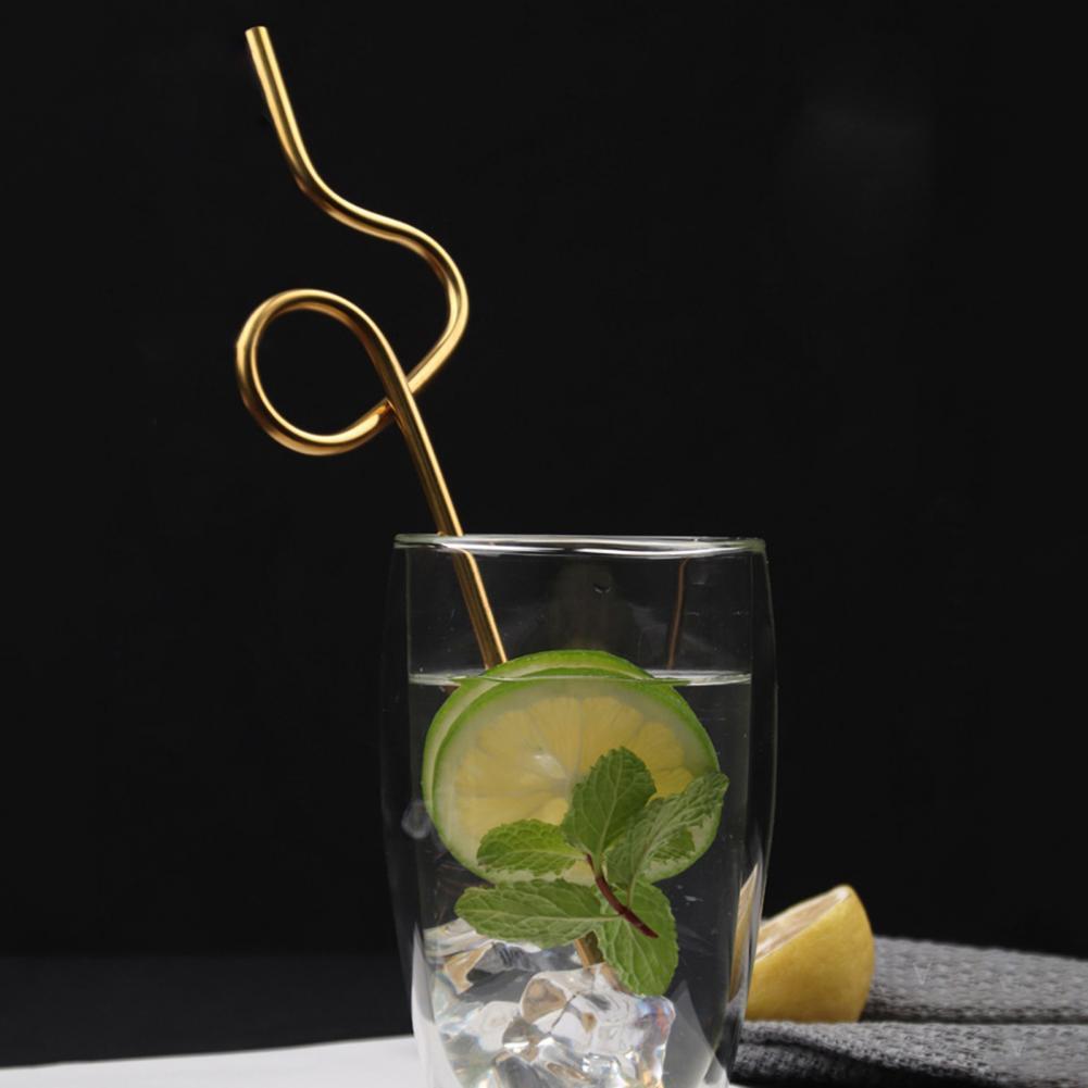 Drinking Straw Food Grade Rust-proof Stainless Steel Unique Shaped Polishing Surface Eco-friendly Metal Coffee Straws for Home