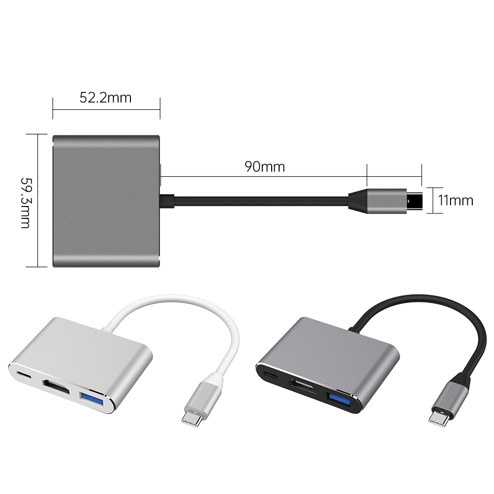 USB-C Naar Hdmi 3 In 1 Kabel Converter Voor Samsung Huawei Ipad Mac Ns Usb 3.1 Type C Naar Hdmi 4K Usb 3.0 Usb 3.2 Adapter Kabel