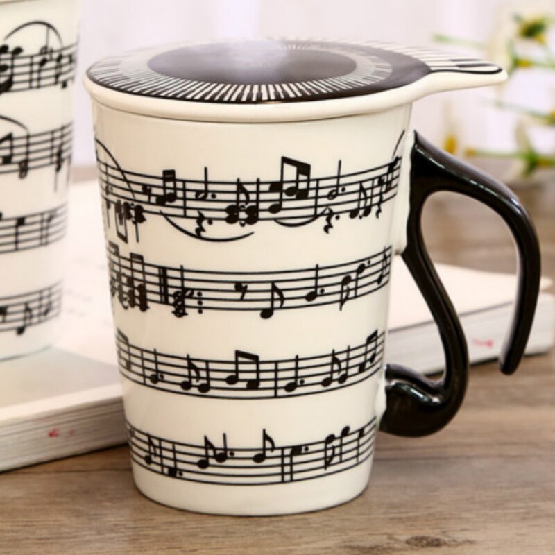 200-300Ml Keramische Muziek Mok Mark Koffie Mok Cup Toetsenbord Note Mark Koffie Cup Paar Cup Set met Cover Mark Cup: Sheet music 1PC