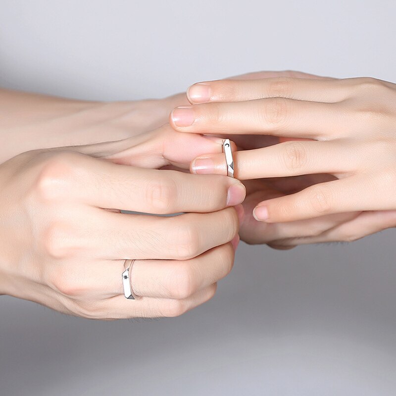 Einfache Öffnung Sonne Mond Ring Minimalistischen Silber Farbe Sonne Mond Einstellbare Ring Für Männer Frauen Paar Verlobung Schmuck