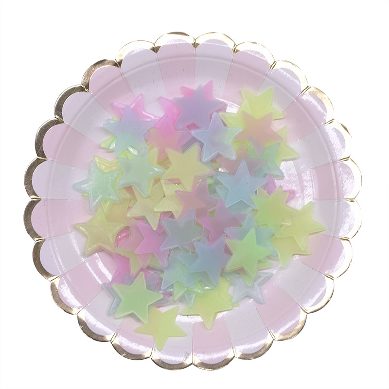 100 pcs/lot 3cm lumineux étoiles Stickers muraux lueur dans le noir étoile autocollant Fluorescent décalcomanies pour bébé chambre maison 3D mur décor: Mixcolor