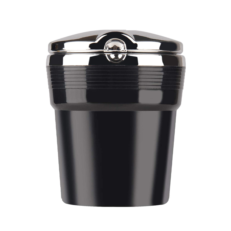 Auto Asbak Auto Garbag Kan Met Led Licht Met Cover Creatieve Persoonlijkheid Bedekt Auto In De Auto Multifunctionele Auto Supplie: Black