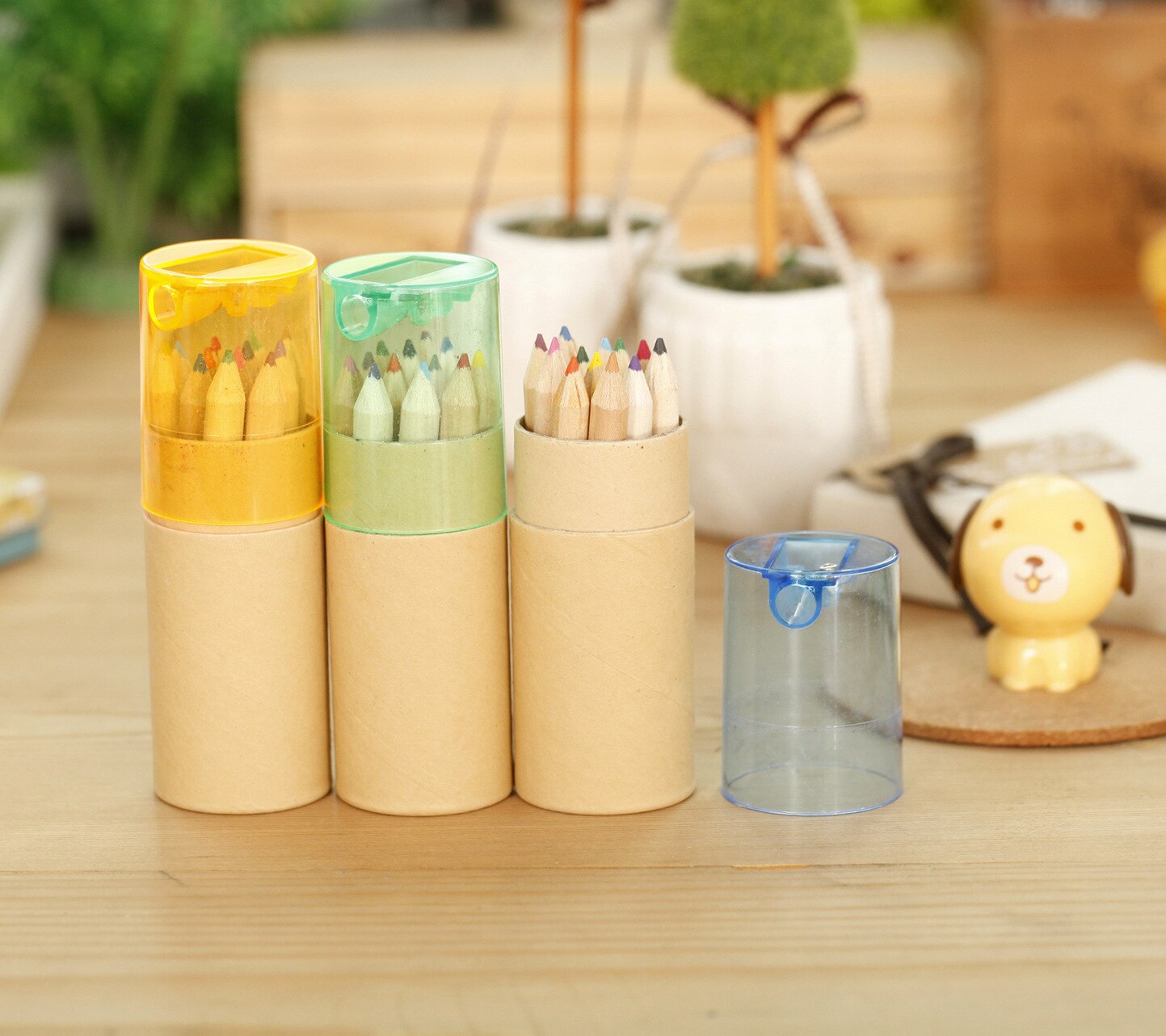 12 stks/doos DIY Houten Gekleurde Potlood Met Puntenslijper Leuke Krijt Voor Kinderen Student Tekening Graffiti School Briefpapier