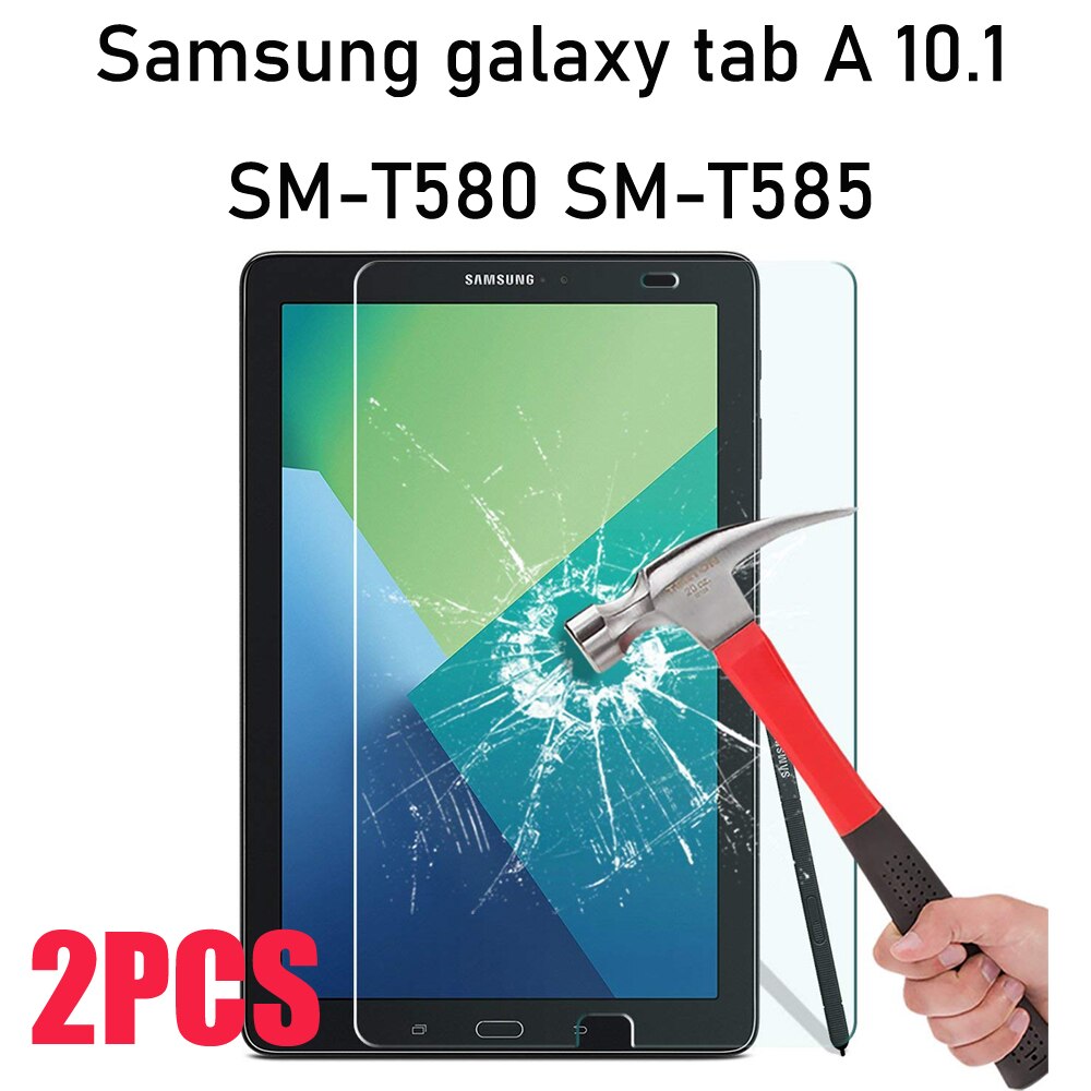 Protector de pantalla de vidrio templado para móvil, funda a prueba de arañazos para Samsung Galaxy Tab A 10.1 , T510, T515, SM-T510, SM-T515 10.5, SM-T580, t590a, 2 uds.: T580 glass 2PCS