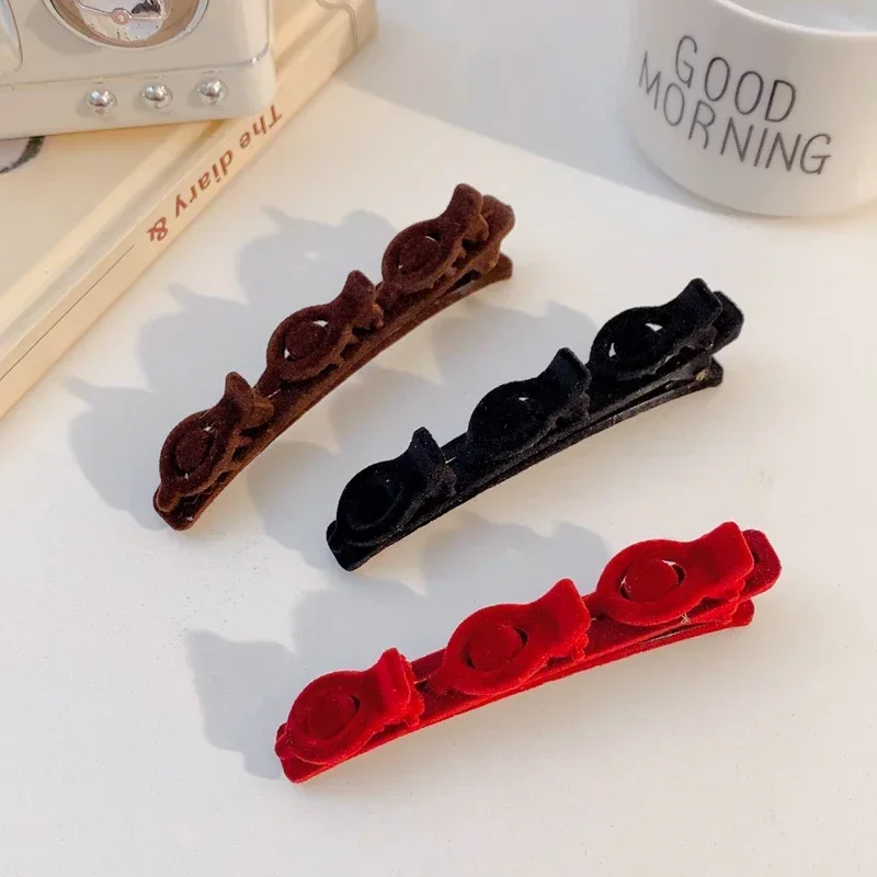 2/4pcs Korean Fixed Headband Hairpin Double Layer Braided Hairpin Hair Hoop Broken Hair Clip Women Hairpin Lazy Hair Accessories: Light Grey