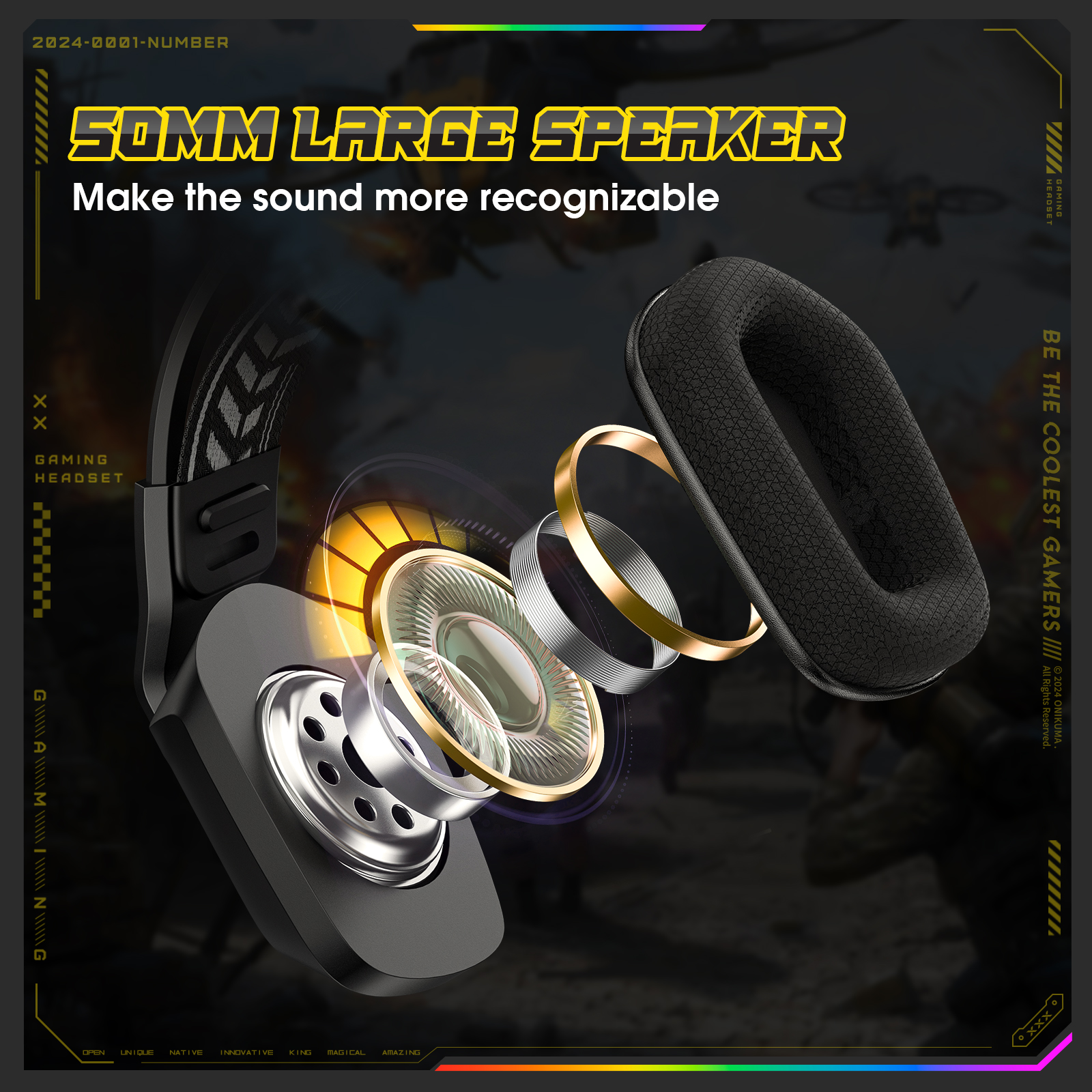 Przewodowe słuchawki nauszne ONIKUMA — lekkie, składane, przenośne, bas stereo, krystalicznie czysty mikrofon, kompatybilne z Smar