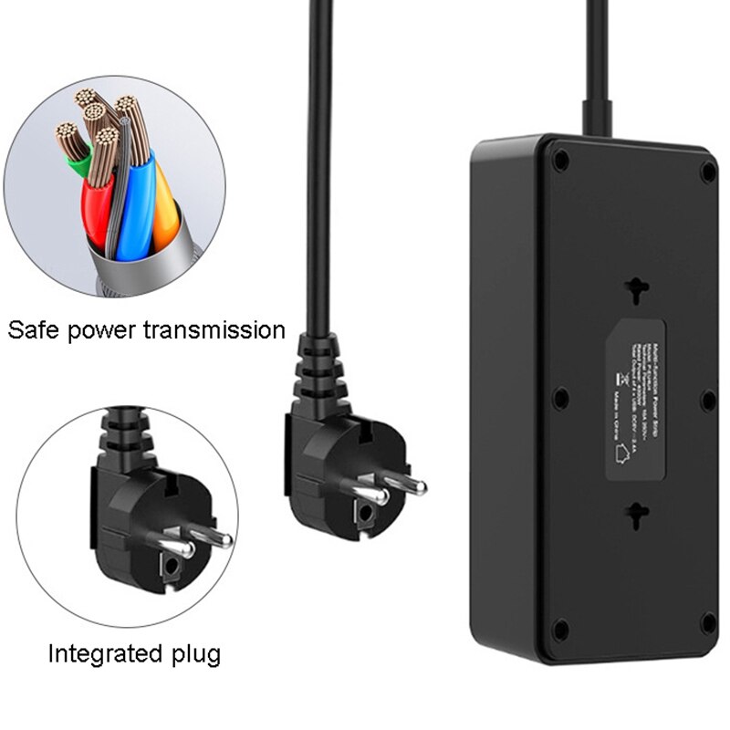 Elektrische Steckdosen Hause Outlet 6 Surge Protector Mehrere Verlängerung Steckdose mit 4 USB Port EU Stecker