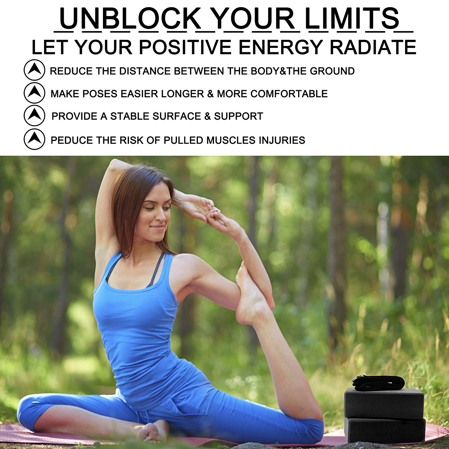 2 stk/lotyoga blokke 9 x 6 x 3 tommer yoga klodser med høj densitet for at forbedre styrke, fleksibilitet og balance, skridsikker overflade