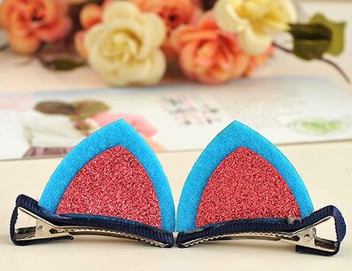 2 pcs Girl hairpin cute three-dimensional sequins cat ears child hairpin cute baby clip hairpin side clip: 2