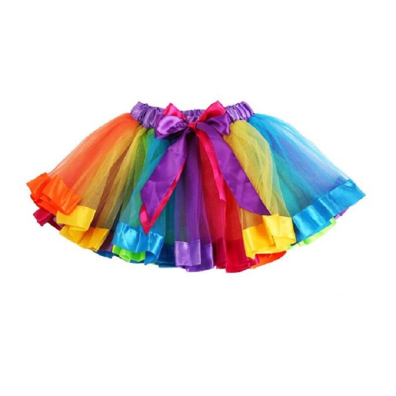 Schattige Baby Rok Meisjes Kids Petticoat Regenboog Pettiskirt Strik Rok Tutu Dancewear Rok