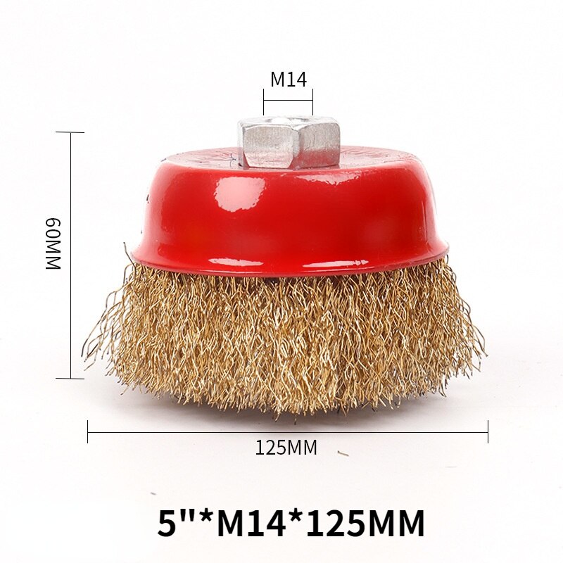 Metal Polishing Wheel / Cleaning Wire Brush / Bowl Type Grinding and Derusting Steel Wire Wheel with Nut / Angle Grinder: 5inch M14x125MM
