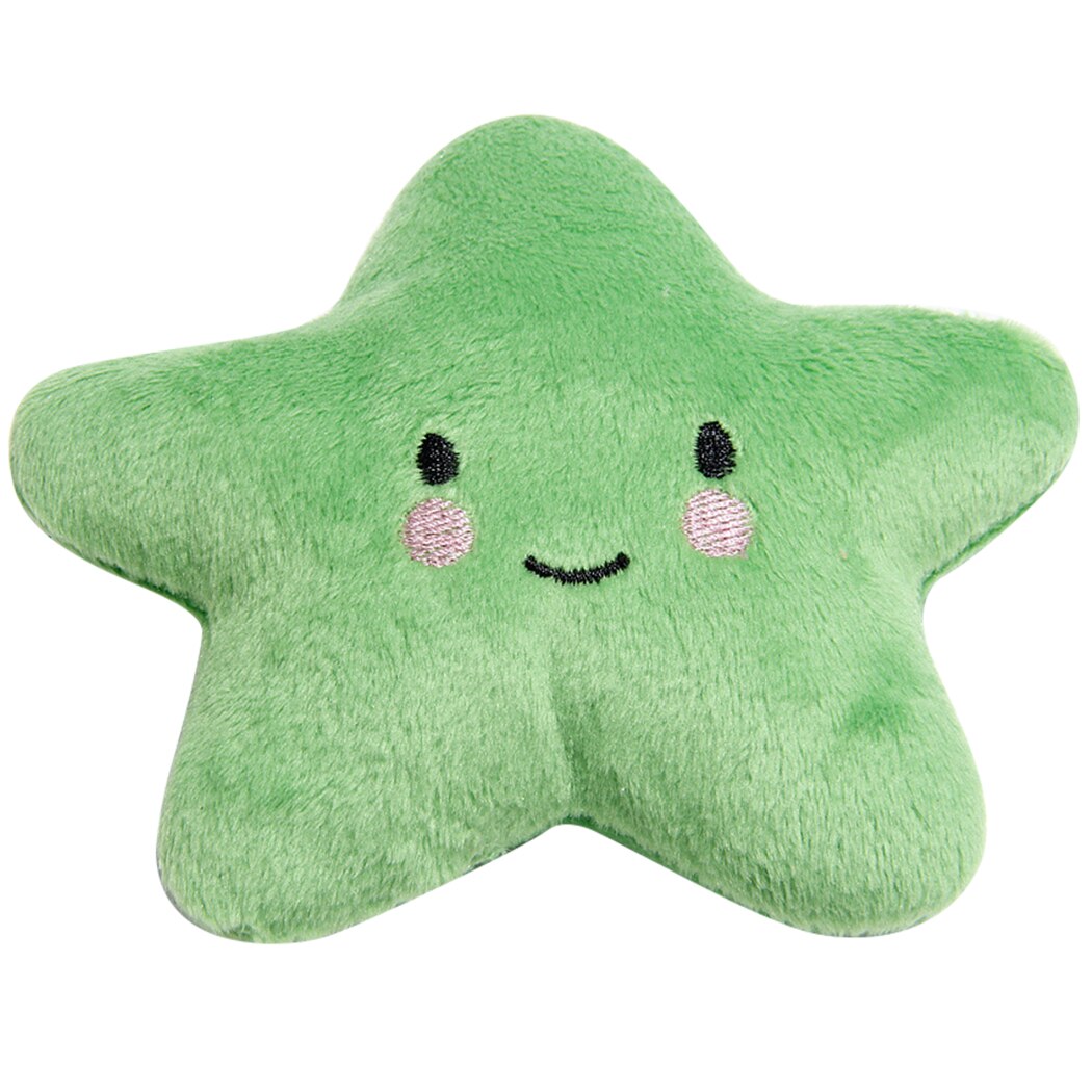 1 stuk knuffeldier, schattig cartoon hamburger, friet, hond, piepspeeltje, kitten, bijtspeeltje: Groene ster