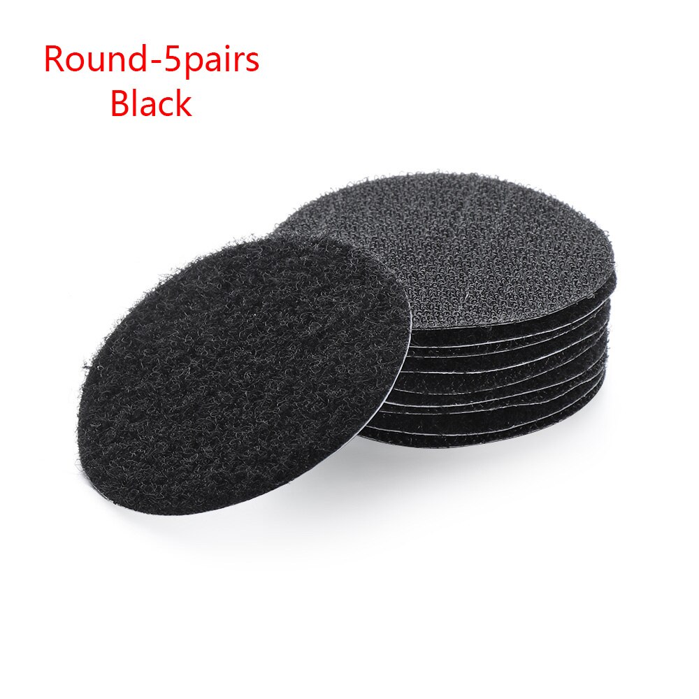 5Pairs Zelfklevende Sluiting Tape Magic Sticker Sterke Lijm Haak Lus Tape Tapijt Sofa Antislip Holder Thuis gadget: black Round