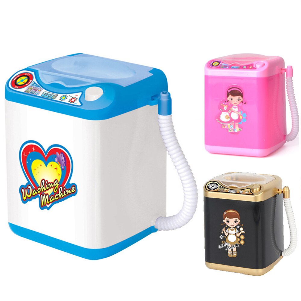 Mini Simulation fille jouer semblant électrique mignon poudre cosmétique bouffée Machine à laver pinceaux de maquillage nettoyant rondelle outil