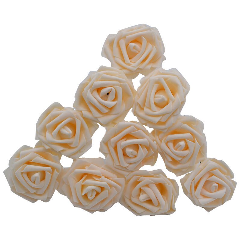 10 stk/parti 8cm pe skum rose kunstige blomsterhoveder til gør-det-selv-kranse bryllupsfest dekoration hjem have dekorative forsyninger: F17 champagne