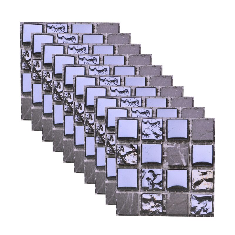 Autocollants muraux en mosaïque, 10 pièces, 10x10cm, autocollant pour peler et coller, rétro-adhésif, pour bricolage, cuisine, salle de bain, décoration murale de la maison: B10