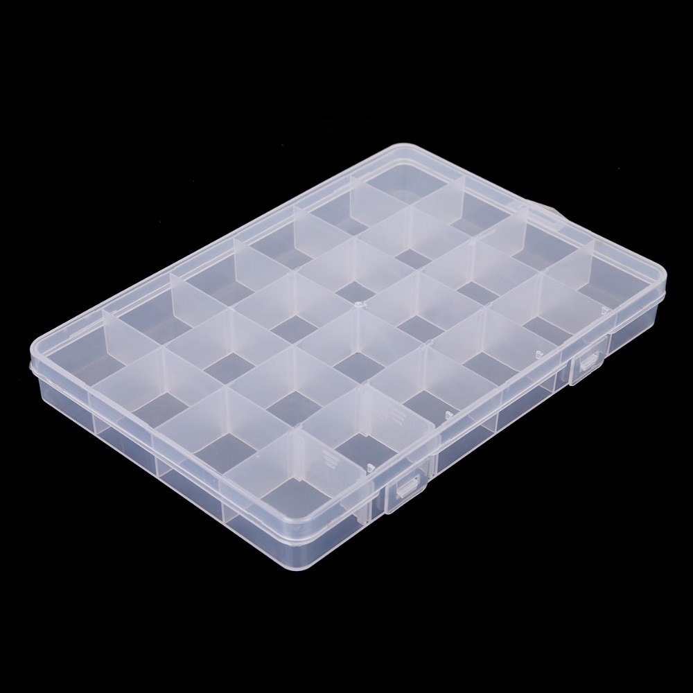 24 Slots Verstelbare Sieraden Opbergdoos Case Craft Organizer Kralen Multi Grids Transparant Plastic Opbergdoos Draagbare