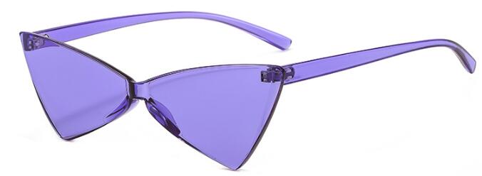 Plastic cat eye Driehoek zonnebril vrouwelijke candy kleur retro vintage bril randloze groene zonnebril vrouwen een stukken eyewear: C6 purple