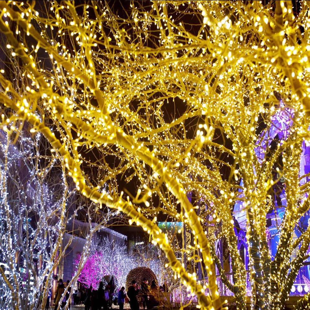 Tsleen fairy light string 10/20m 100 white festival led lysende lys vanntett firefly bryllup stripe rgb/warm 220v