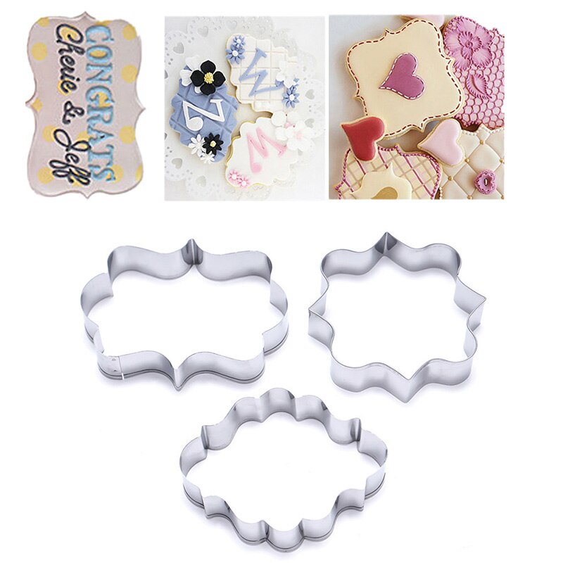 3 stuks Cookie Cutter Set DIY Gebak Fondant mold rvs Suiker ambachtelijke Cakevorm Decorating Frame Snijders