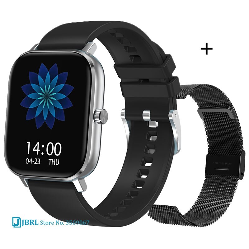 sport ecg firkantet digital klokke menn kvinner bluetooth samtale besvare digital armbåndsur dame stål passe klokker herre android ios: Dt35 ekg sølvsvart 1