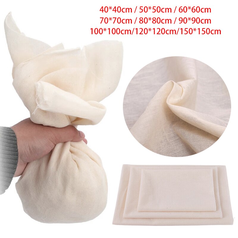 Tela grande de muselina ultrafina reutilizable para colar, cocinar, hacer queso, hornear, gasa de algodón blanco
