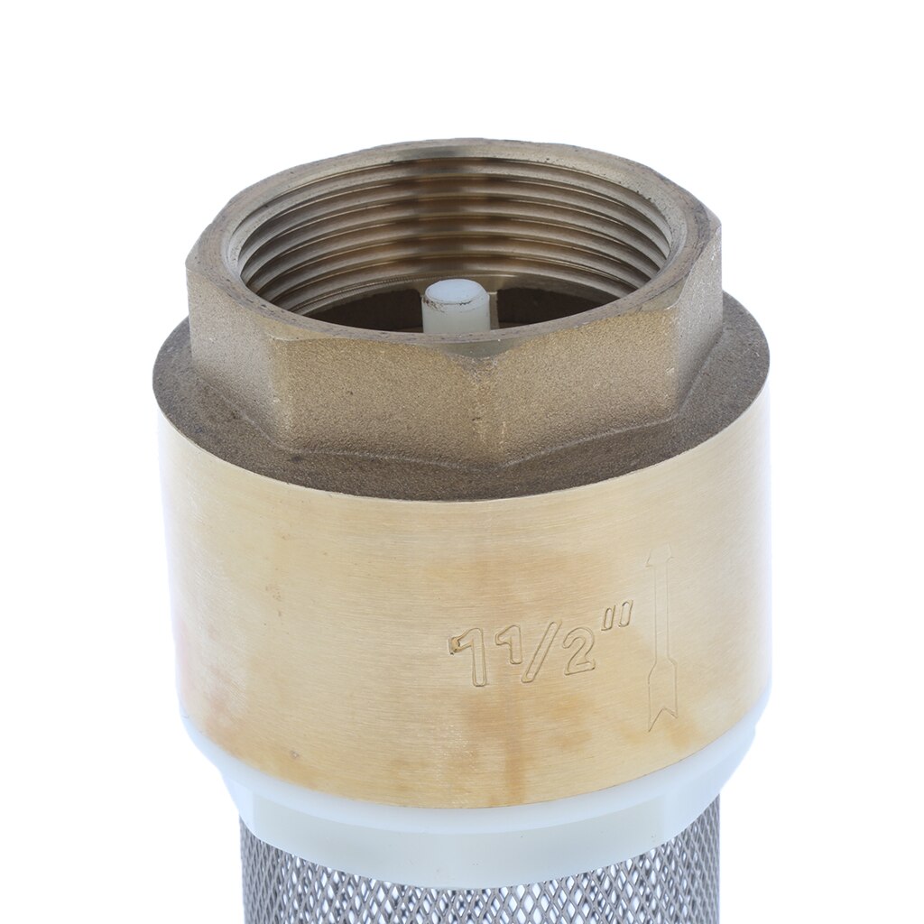 1-1/2'' Solid Brass One Way In-line Check Valve Water Gas Non-return Check Valve with Strainer Brass Foot Valve