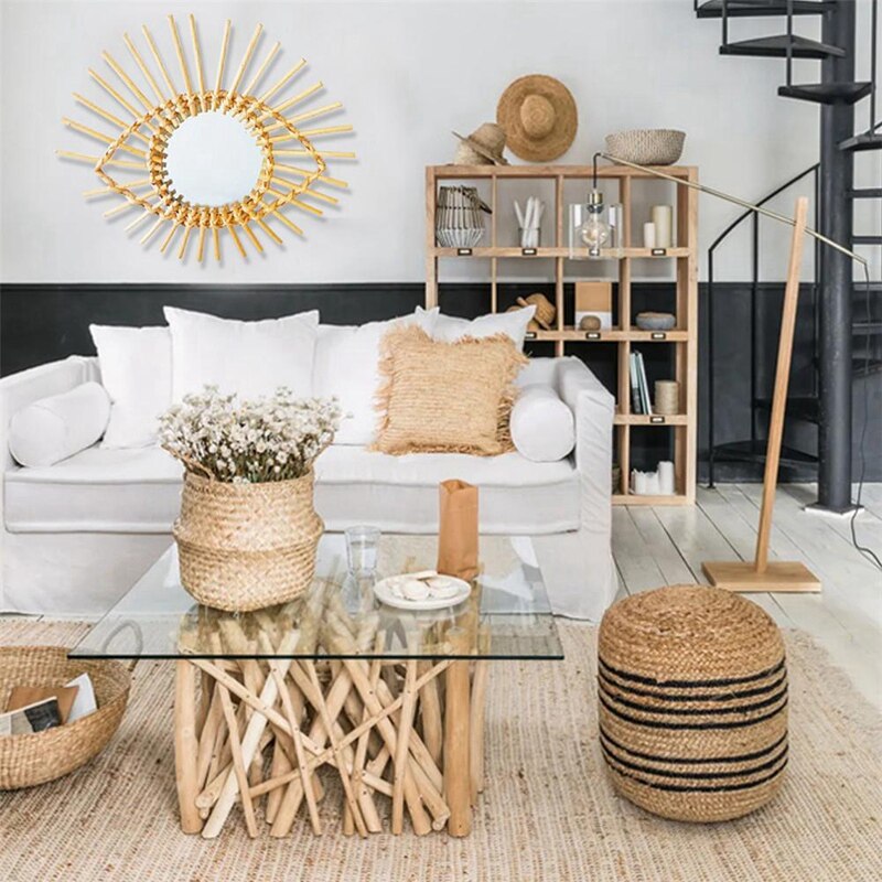 Rotting spegel konst dekoration rund spegel vägg hängande spegel ögonform ram för vardagsrum badrum