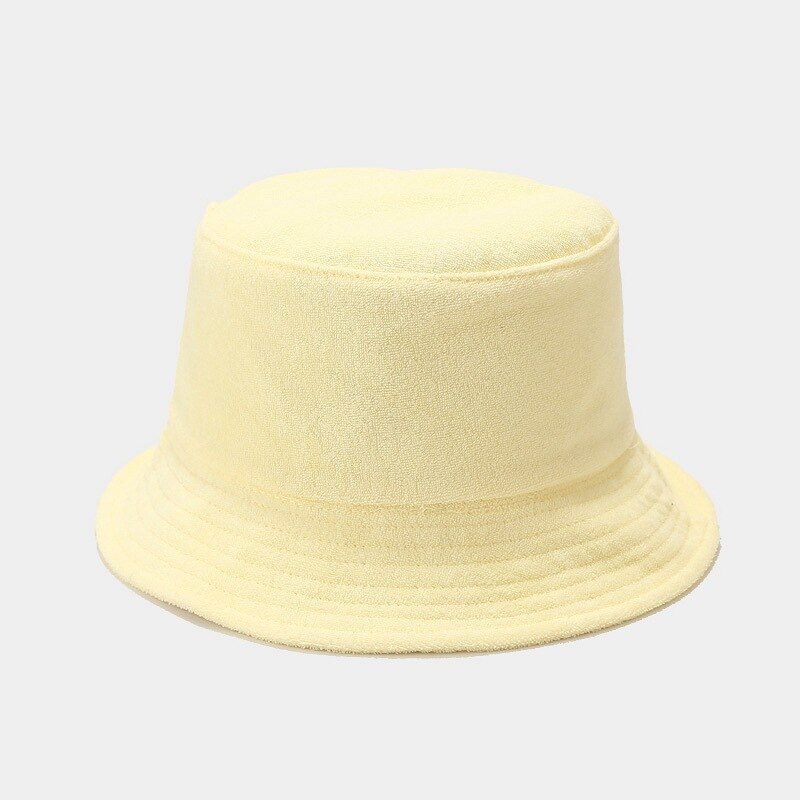 Towel Material Soft Bucket Hat Women Men&#39;s Autumn Winter Japanese Literature Solid Color Bob Hat Panama Cap: yellow