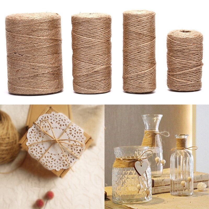 50m/80m/100m/300m Natural Twine Party Wedding Wrapping Cords Thread DIY Scrapbooking Craft Decor