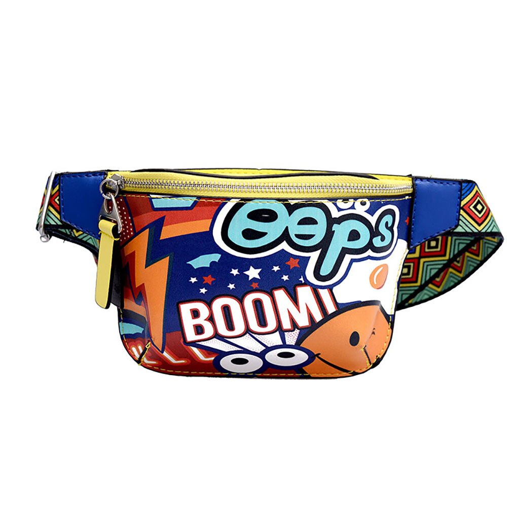 Vrouwen Borst Zak Kleurrijke Taille Verpakking Schoudertas Mode Graffiti Gedrukt Brede Schouderriem Messenger Bag Zipper Pouch: Geel