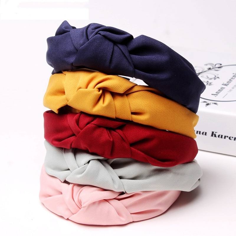 Einfarbig Haarbänder Turban Haar Lünette Nicht-Unterhose Zahn Frauen Elastische Stirnband Zwischen Knoten Haar Zubehör