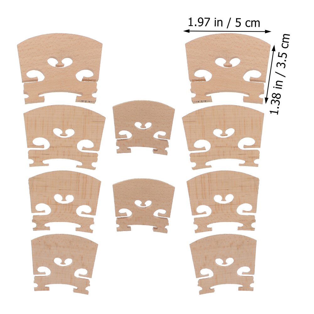 10Pcs 5 Sizes Maple Violin Bridge, 1/8, 1/4, 1/2, 3/4, 4/4 Violin Bridge Tool