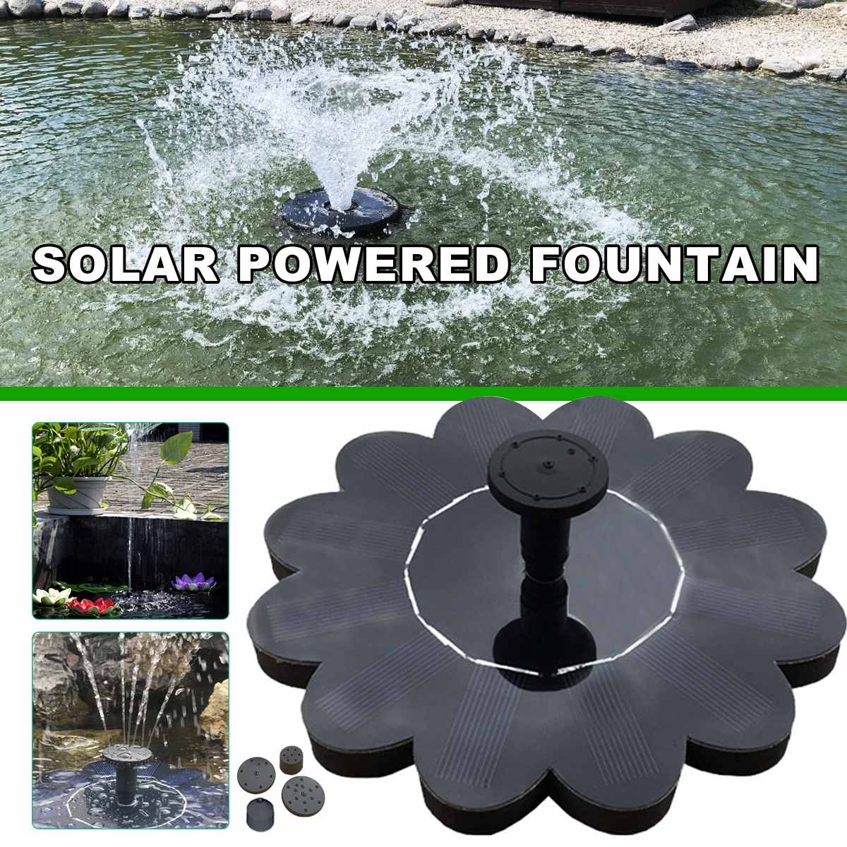 6V 1.4W Zonne-energie Fontein Pool Lake Vijver Water Aquarium Vogel Bad Drijvende Fontein Pomp Tuin Decor met Batterij