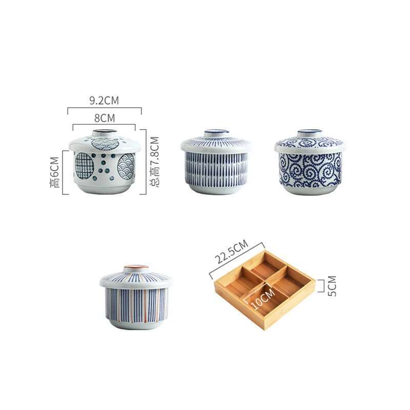 Japansk keramisk liten suppeskål med lokk dampet eggskål kjøkkenutstyr