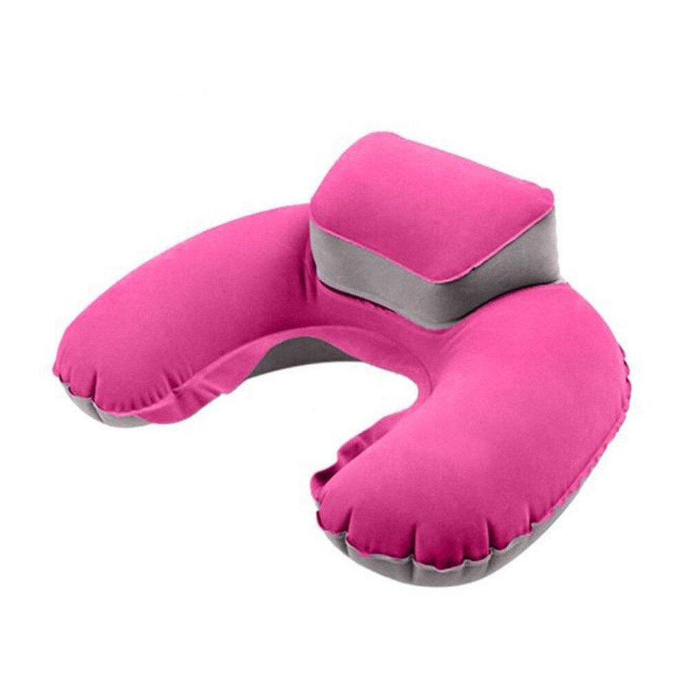 Zachte Draagbare Reizen Opblaasbare Nekkussen U Vorm Blow Up Hals Kussen Pvc Massaal Voor Familie Vriend Kid Beste: Hot Pink