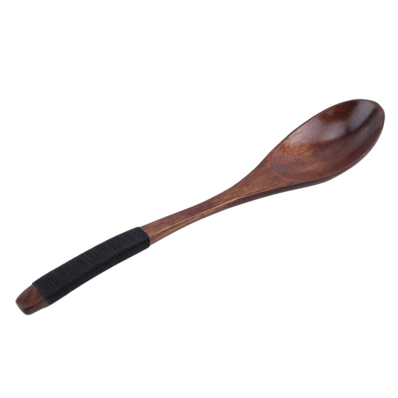 Cuchara larga plano medio empuñadura curva Nanmu delicado enredado respetuosos con el medio ambiente de cucharillas accesorios de cocina