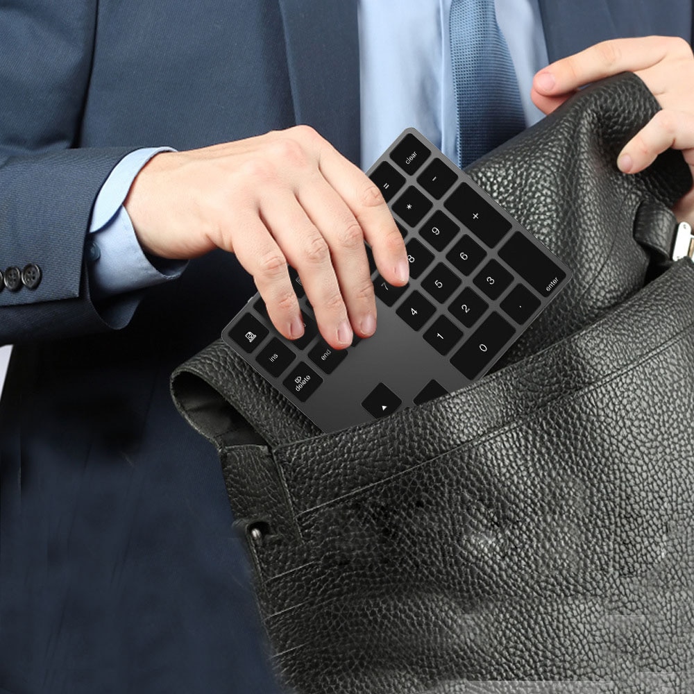 AVATTO Ultra-Slim Aluminum 34 Keys Bluetooth Wireless Numeric Keypad Number Keyboard with Scissor-Switch for PC Surface Tablet