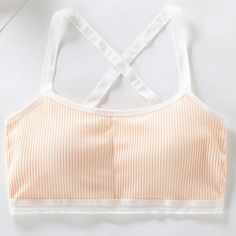 5 stk børn brystpleje ensfarvet pige bh teenage unge undertøj børn piger crop aftagelig vest pubertet tube top: 5