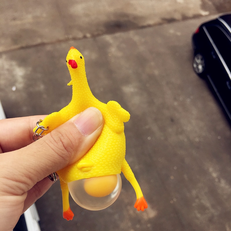 Kreative Lustige Parodie Heikles Huhn Keychain Ei Legehennen Überfüllten Stress Ball Auto Schlüsselanhänger Für Dekompression Schlüssel Q-054