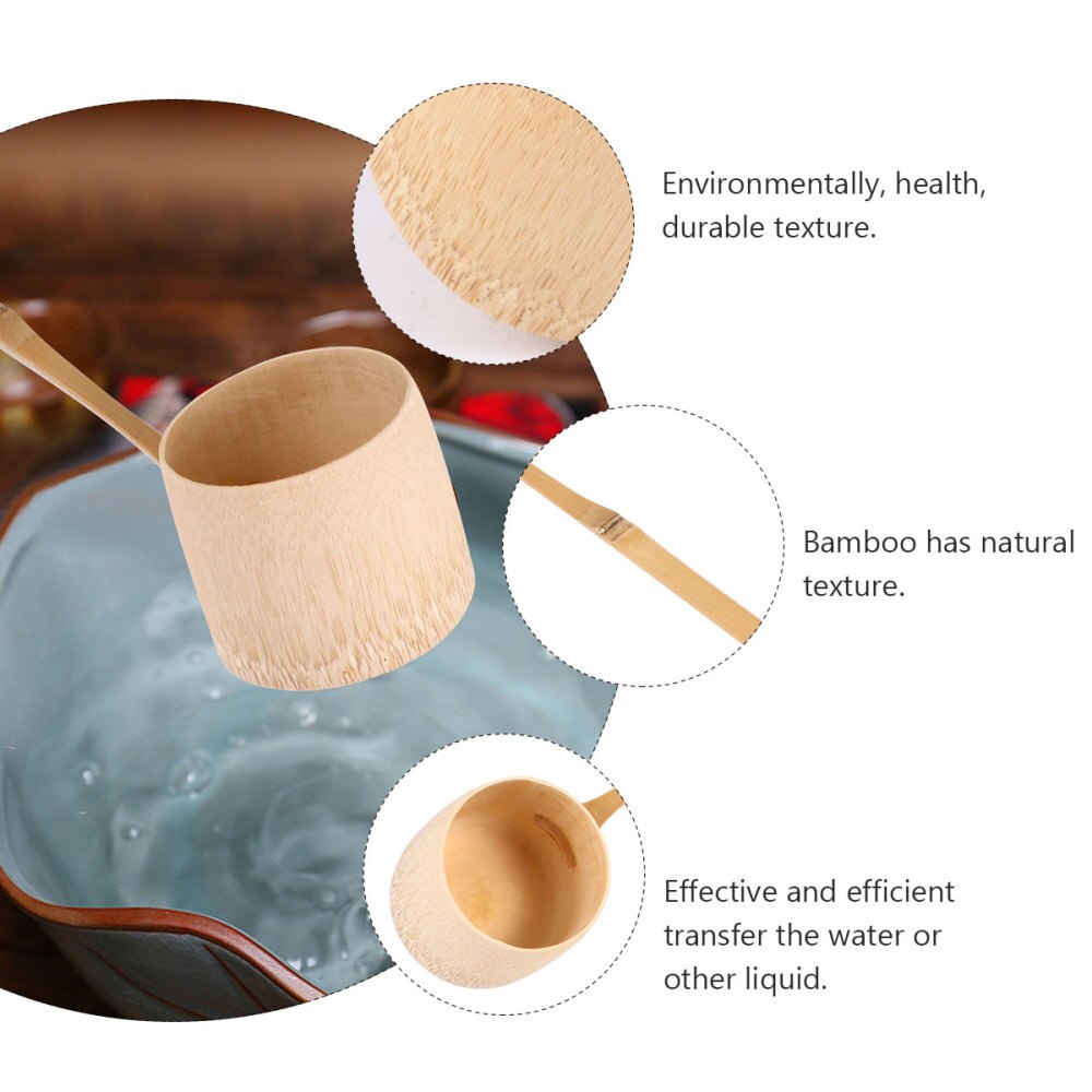 1pc Bamboo Ladle Japanese Style Water Ladle Long Handle Tea Spoon Bamboo Spoon