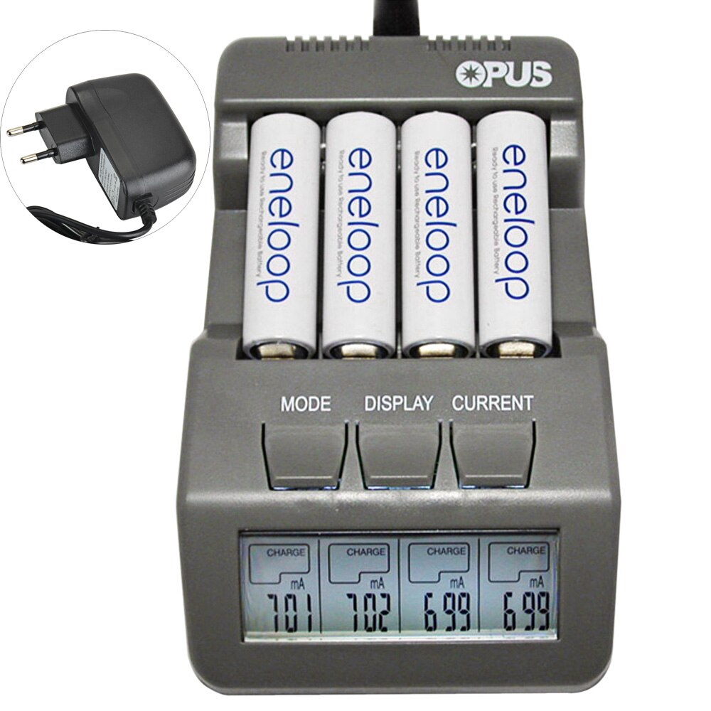 Opus BT-C700 NiCd NiMh LCD Digital Intelligent 4 Slots Battery Charger - EU Plug: Default Title