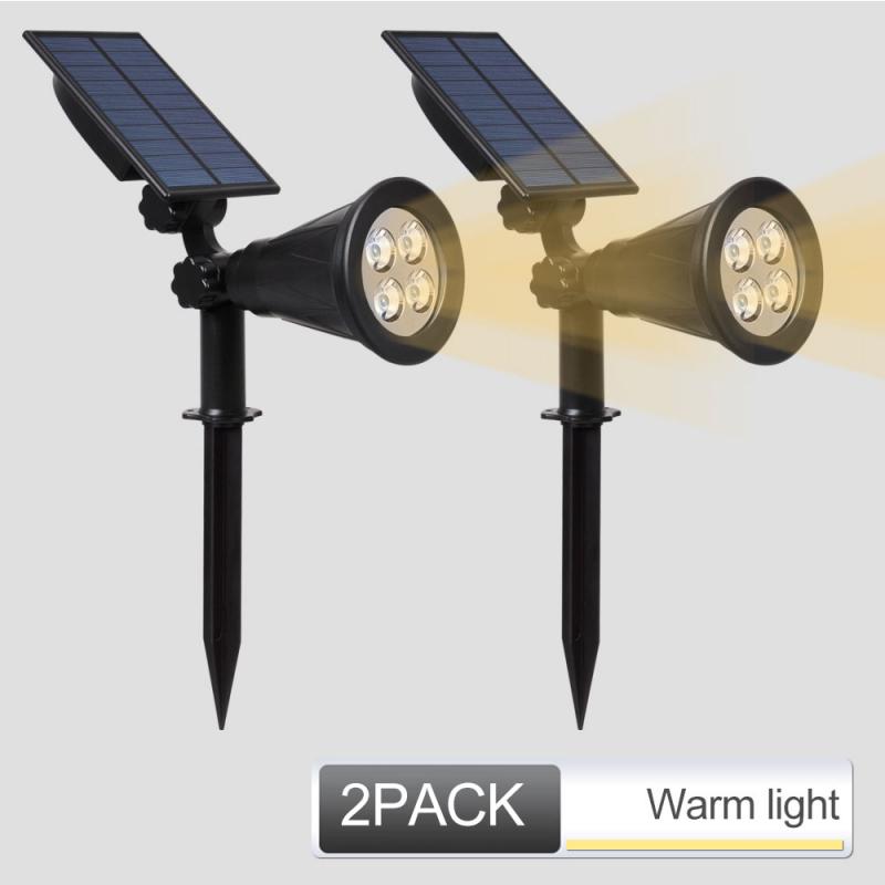 4 Lamp Bead Solar Spotlight Waterproof Landscape Ground Plug Light Outdoor Lawn Lamp Control Garden Lighting Courtyard Wall Lamp: 2pcs warm